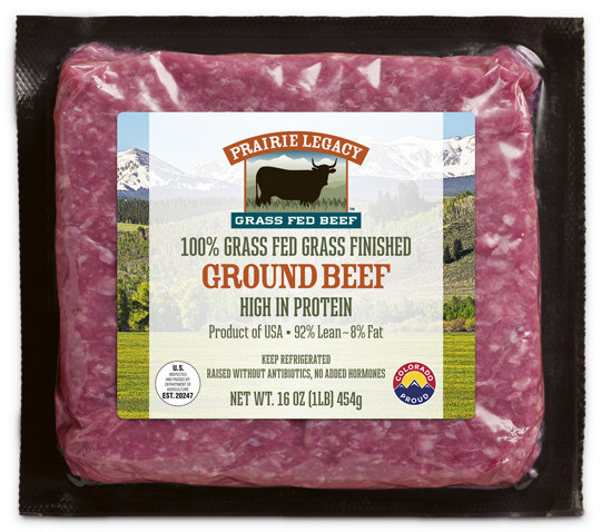 Prairie Legacy Grass Fed Beef 1lb package